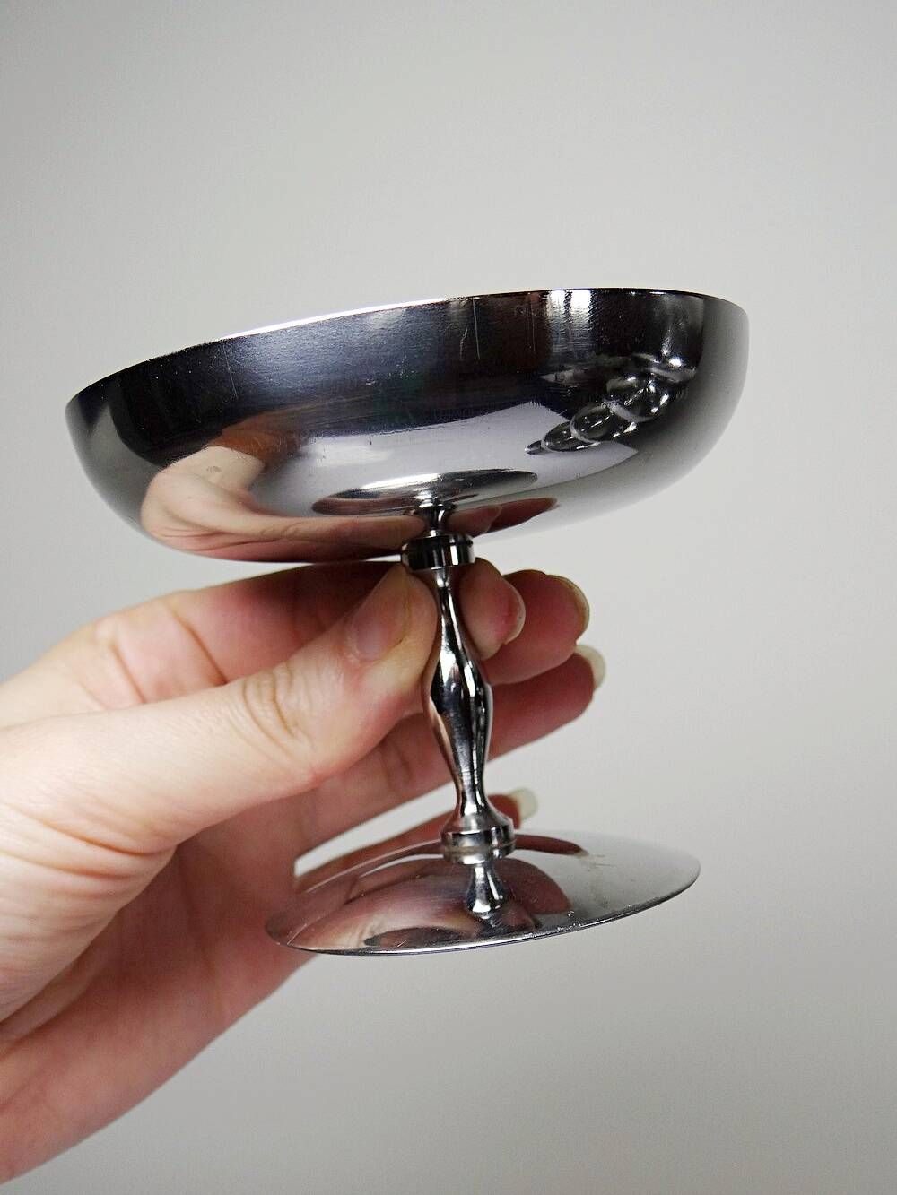 6 Coupelles à dessert sur pied en inox vintages style bistrot