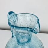 Vintage blue bubble glass pitcher