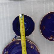 Superb Coffee/Tea Trio in Cobalt Blue & Gold Porcelain - Chodzież Poland