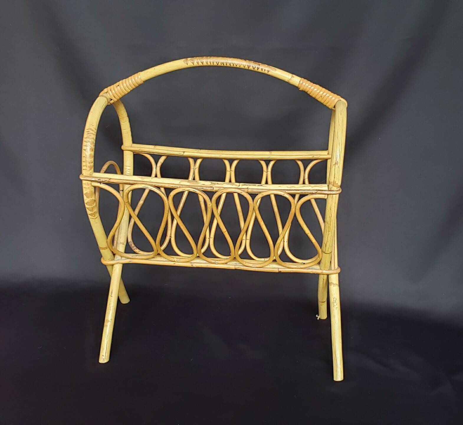 Vintage rattan magazine rack
