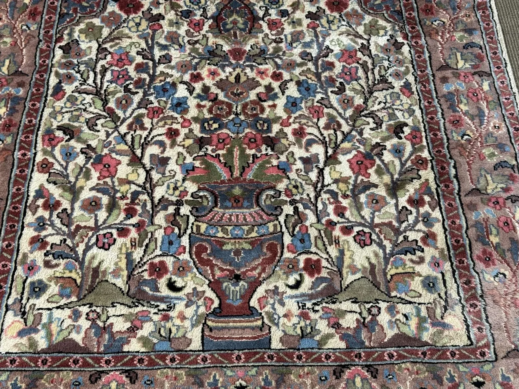 Iranian carpet made of wool and silk, handmade - 1.87m x 1.23m