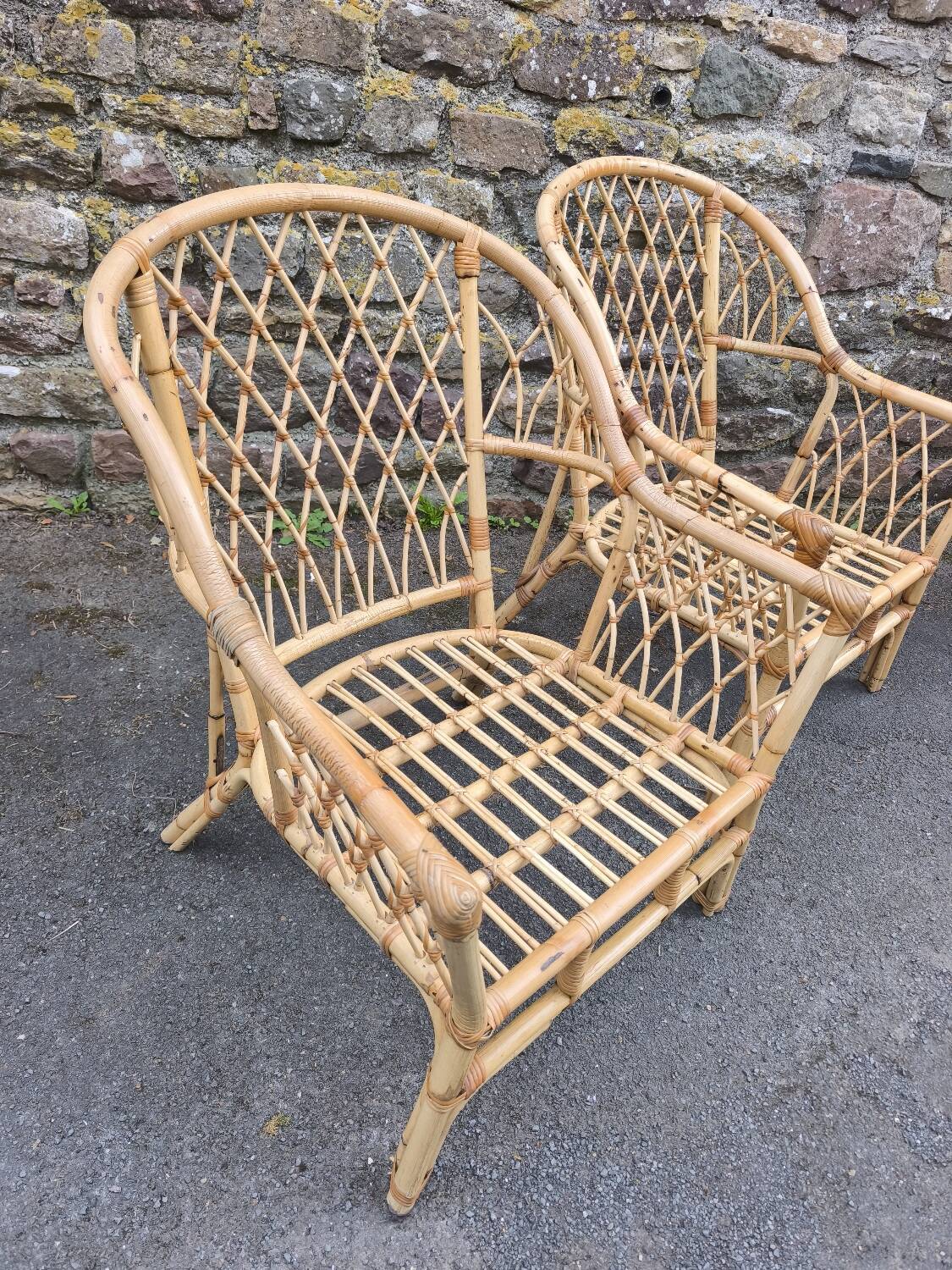 Pair of vintage rattan armchairs