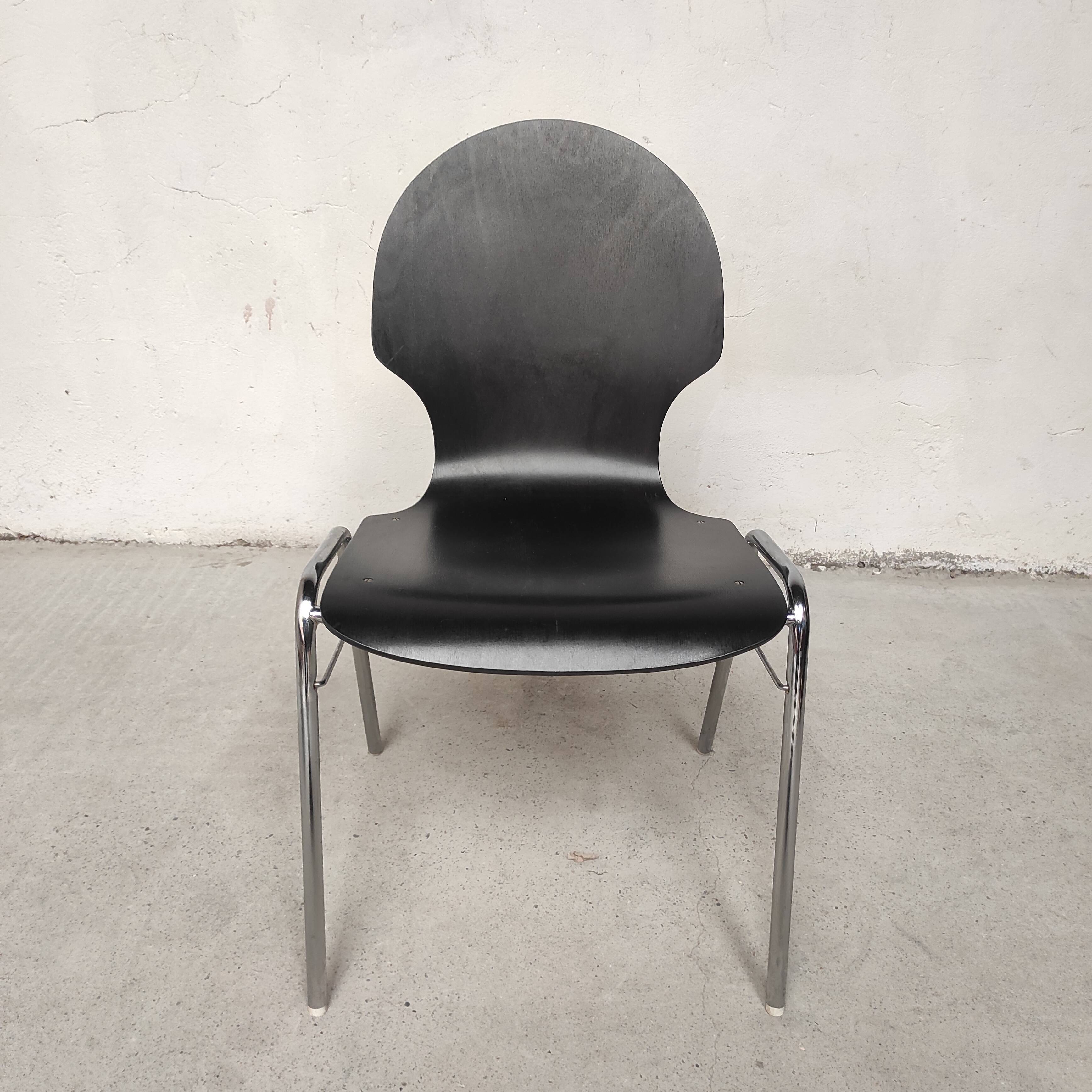 6 chaises plywood et chrome