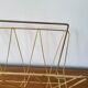 Vintage gold metal magazine rack 1950s-70s newspaper holder