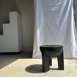 Monoxyl sofa end in black mango tree tripod half-sphere tray h:45 d:44