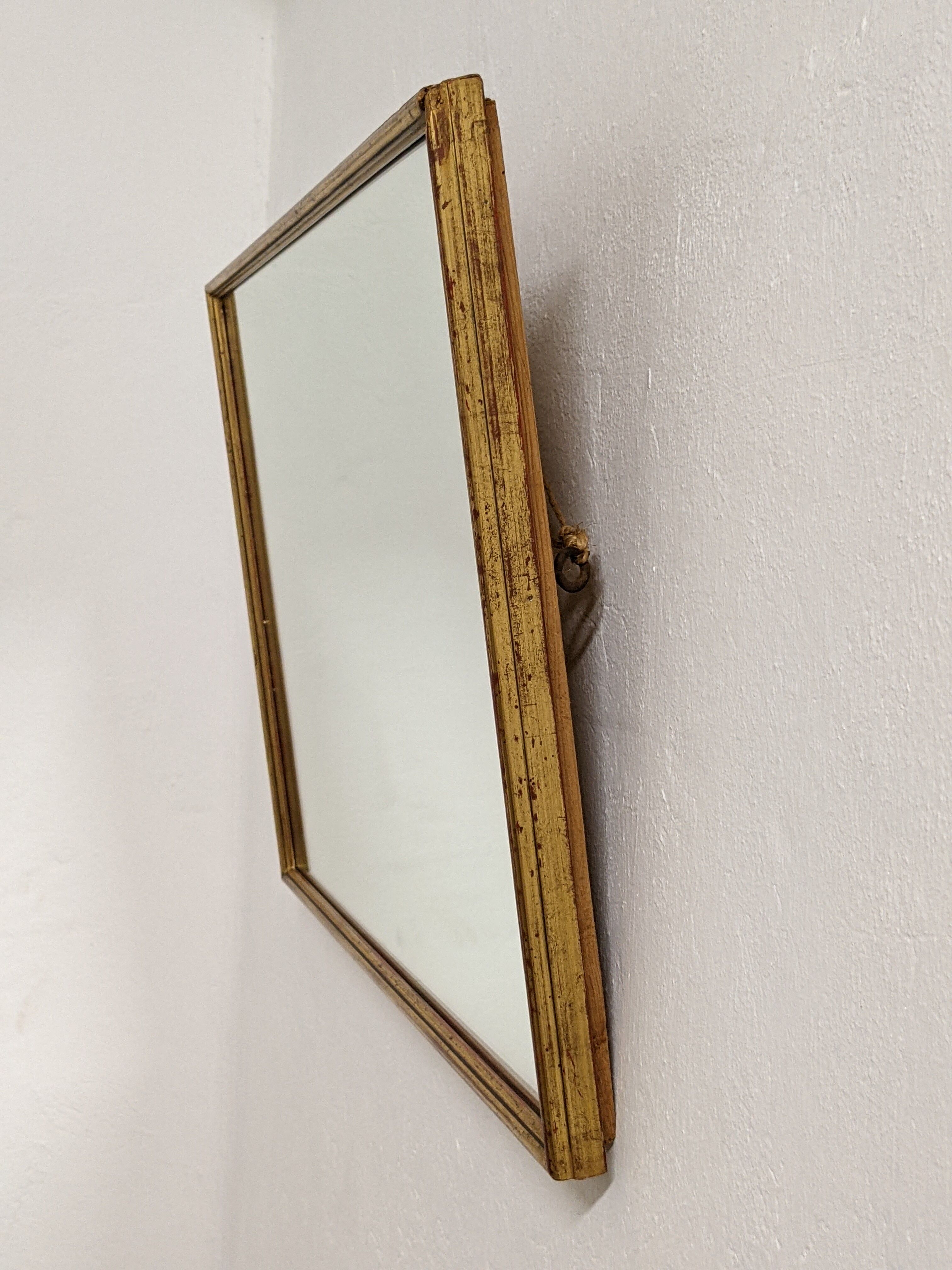 Rectangular mirror 77x53cm in fine nineteenth century gilded wood