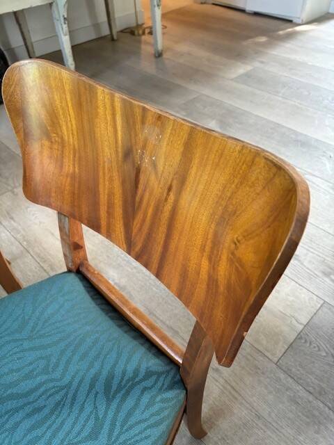 6 beech and teak chairs - Denmark 1940s