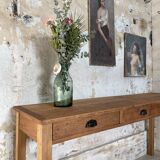 Console service in solid oak, circa 1900.