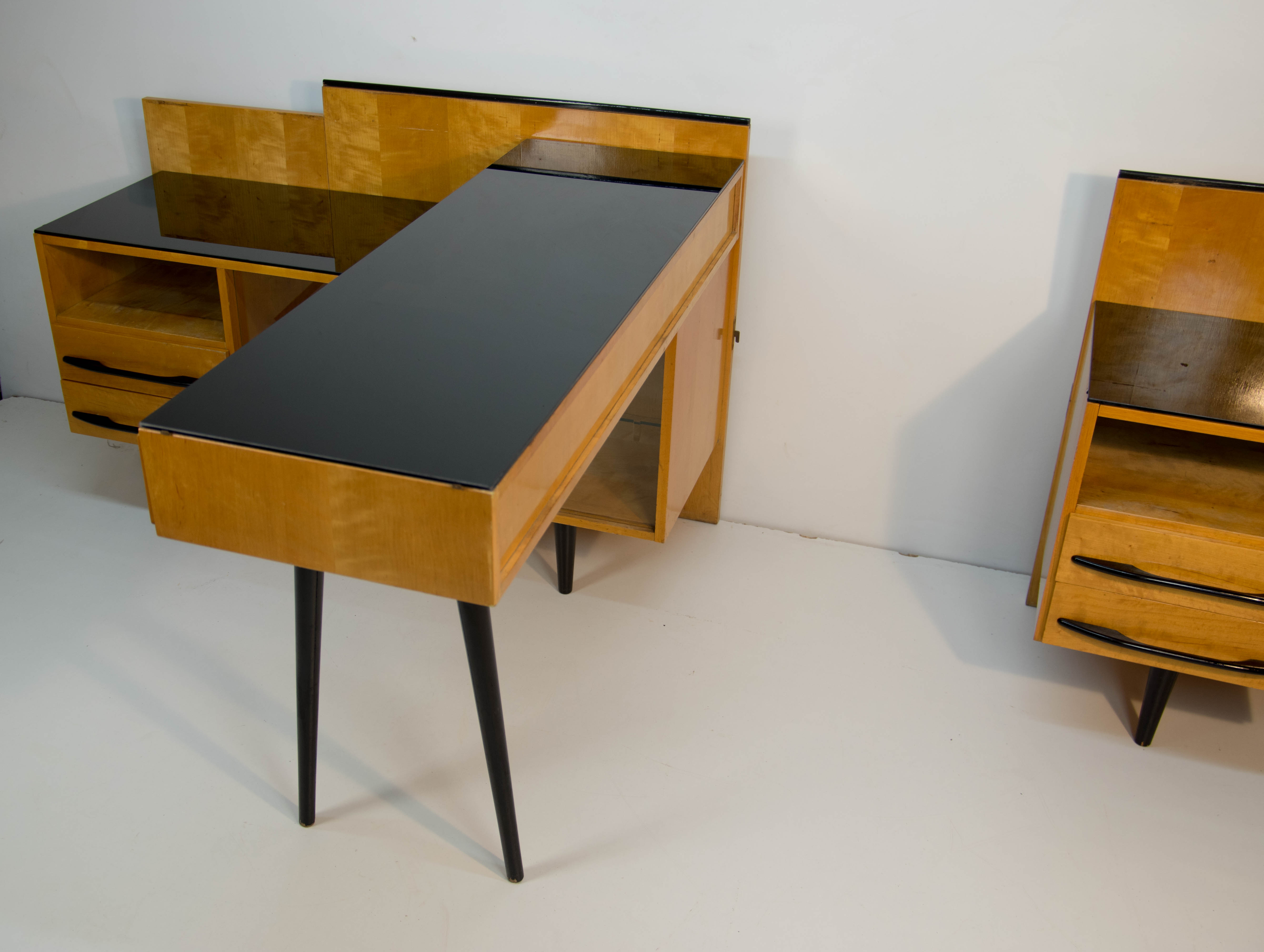 Modular set of table, night stand and chest of drawers by M. Pozar, 1960s