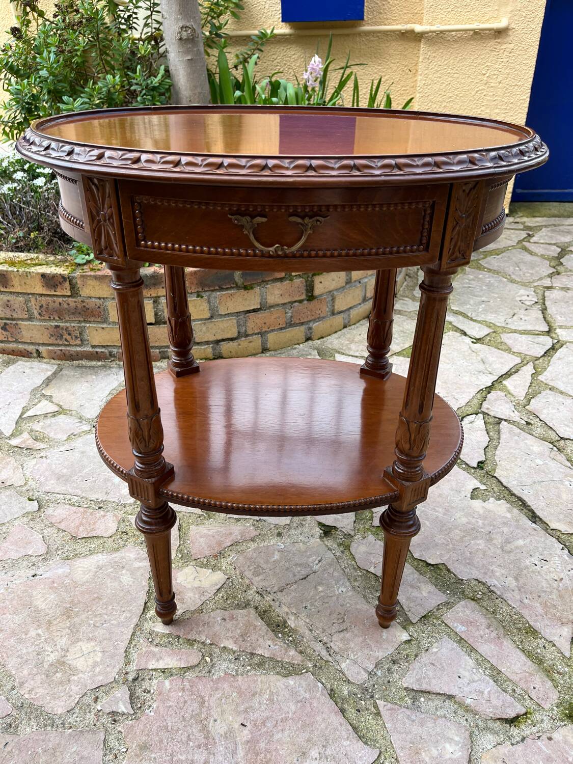 Small carved wooden table