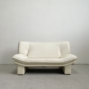 Nicoletti Salotti Postmodern Italian Ivory White Leather or Leatherete Sofa 1980