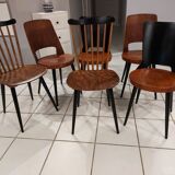Suite of 6 chairs of Bistrot Baumann mismatched Mondor,Dove,Minuet