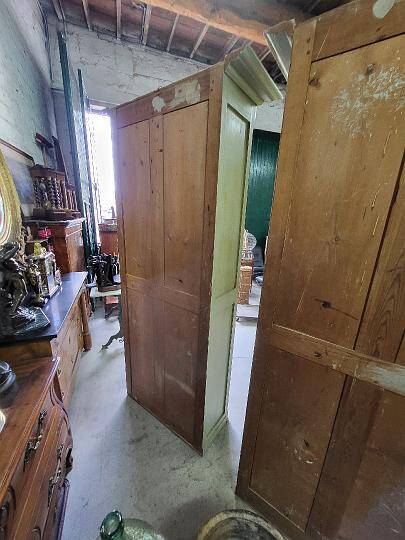 Magnificent pair of green painted fir bookcase display cabinet early 20th century