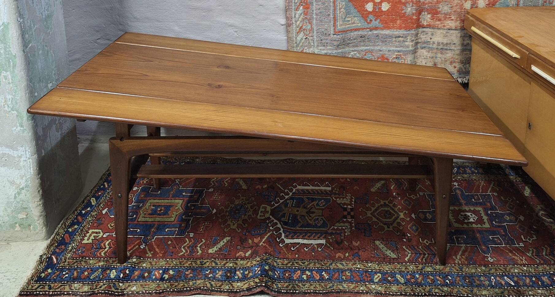 Metamorphic dining / coffee table in teak by Kai Kristiansen, Denmark 1960s