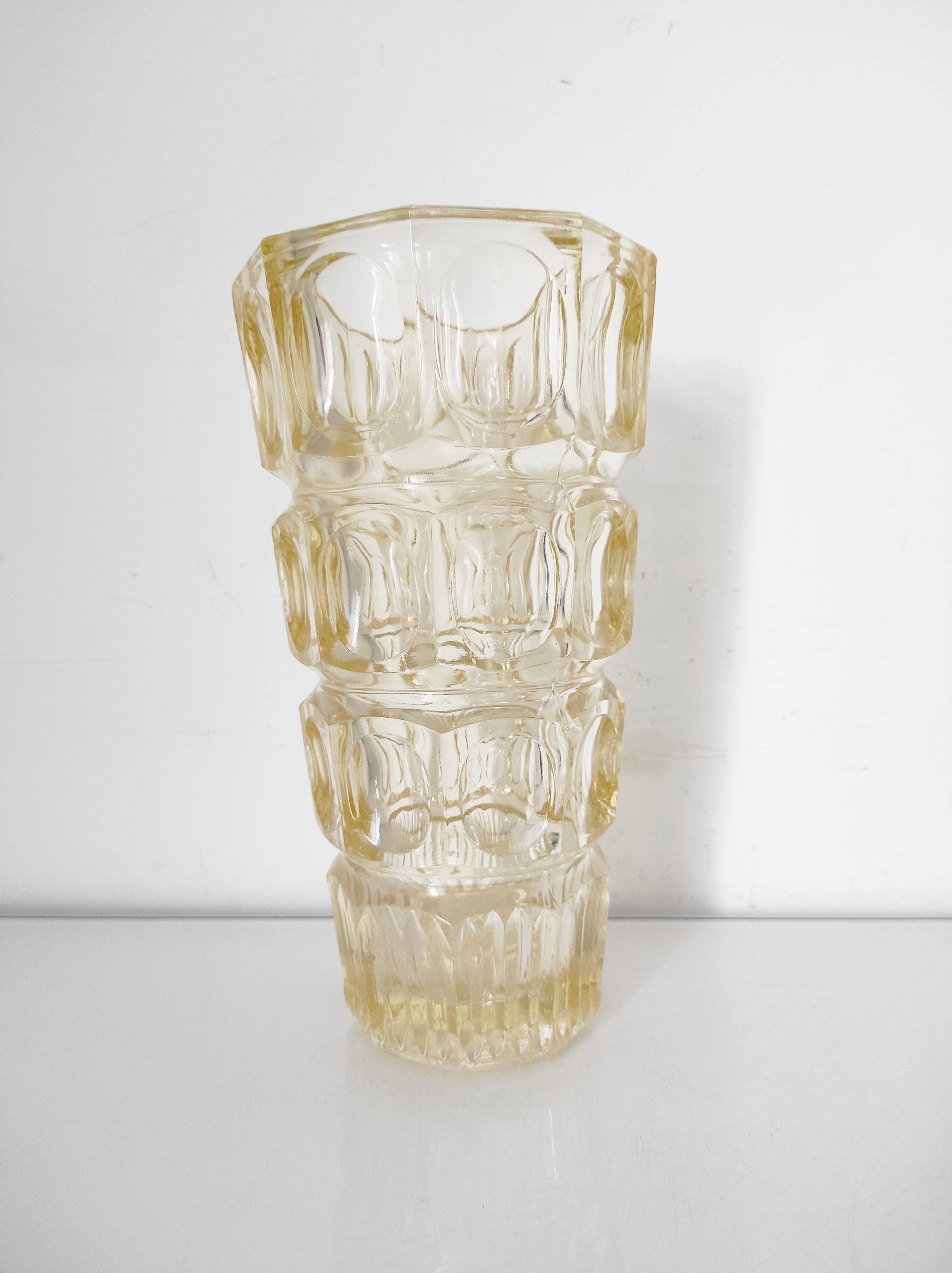 Yellow glass vase by Josef Hoffman for Moser