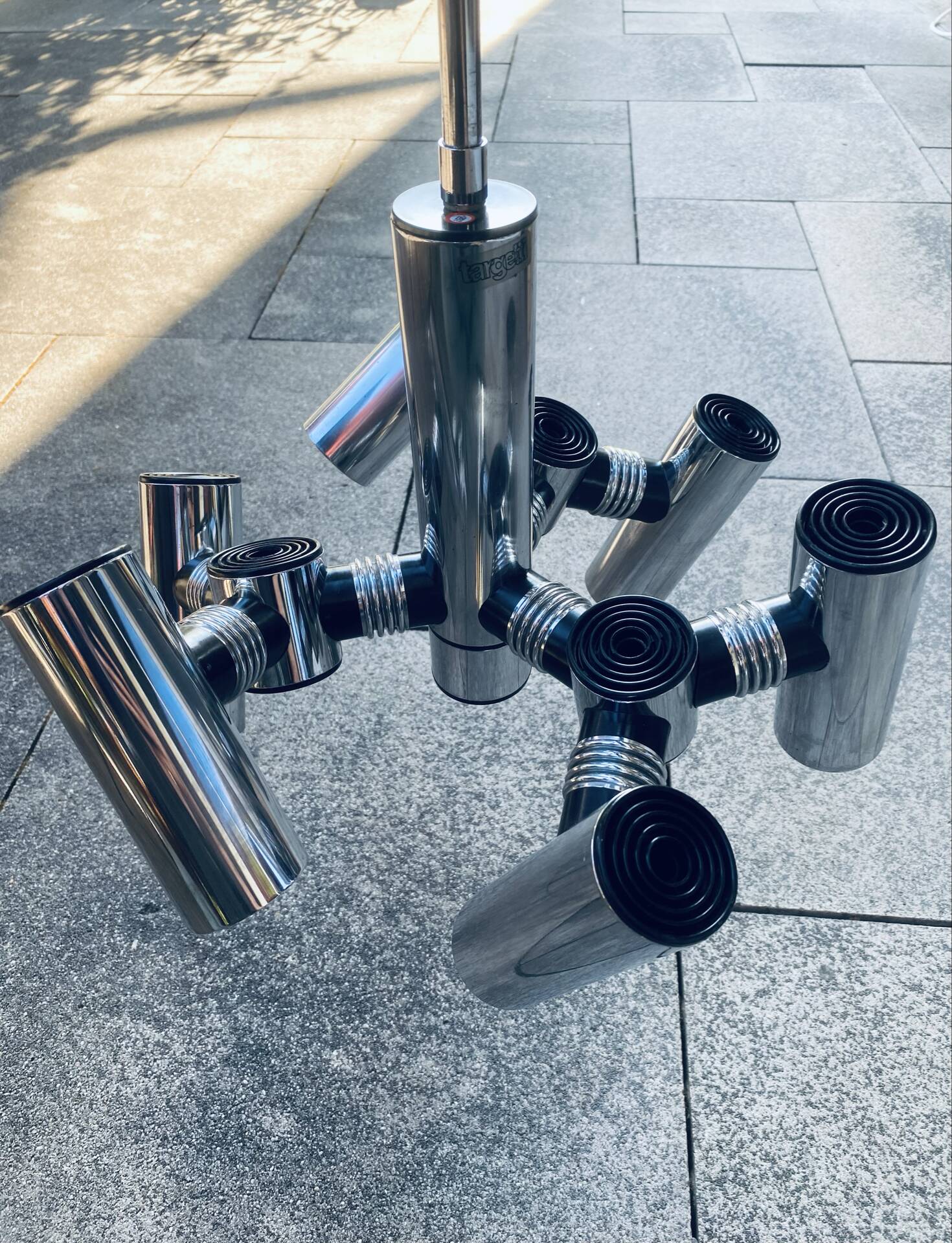 Lustre Targetti vintage chrome noir, style Space Age années 70