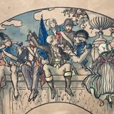 Boscher (Jean-Édouard), watercolor fan project, La Marseillaise, early 20th century