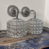 Pair of chrome wall lights