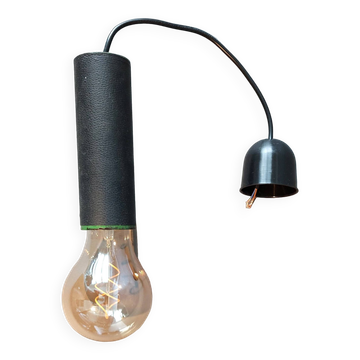 1950 pendant light in metal covered in vintage skaï.