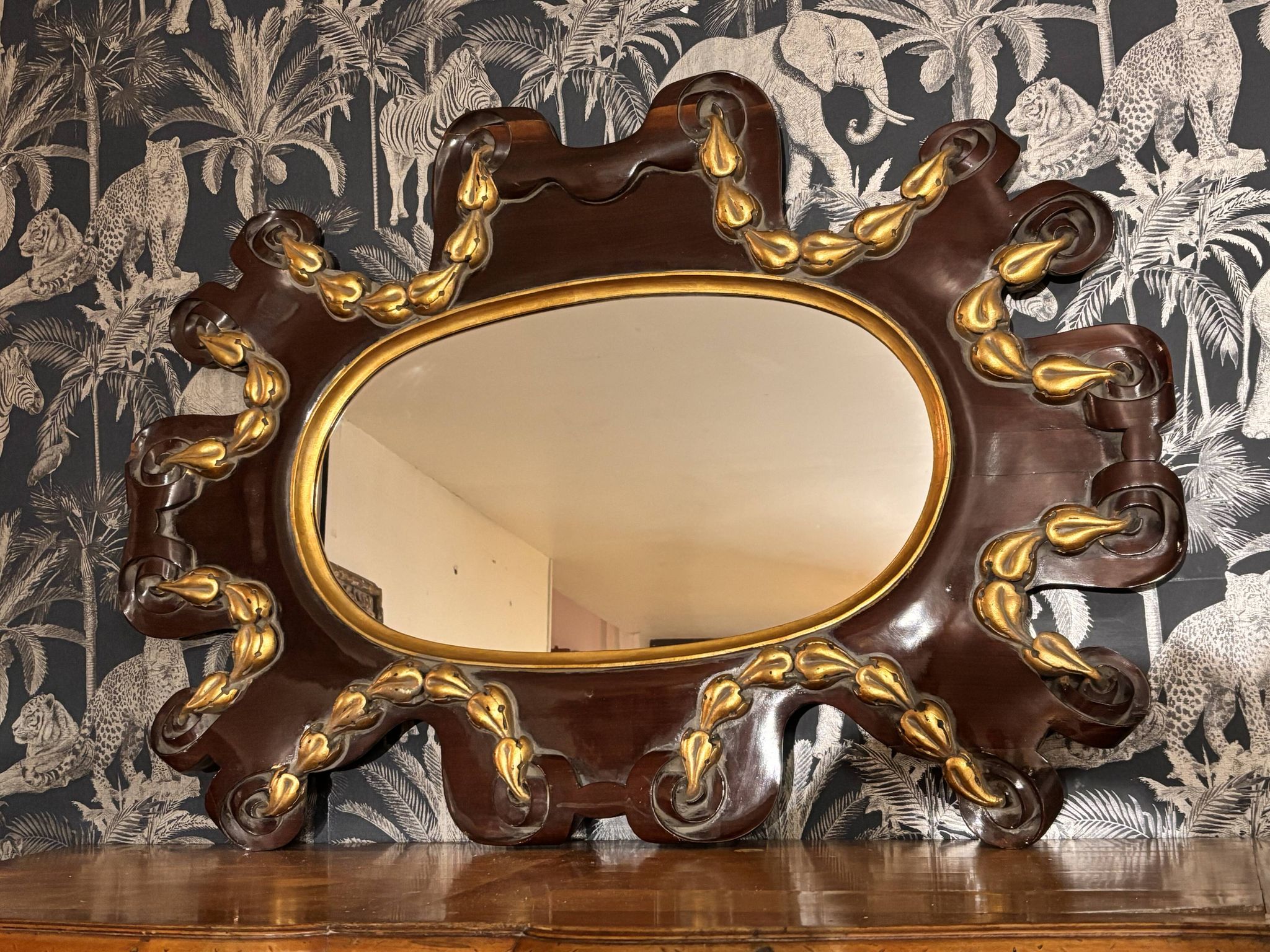 Miroir acajou 1950