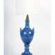 Paire de lampes de table de Pol Chambost (1906-1983), faïence émaillée bleu.