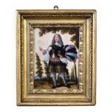 Antique 17th century marble painting, portrait of a South American nobleman