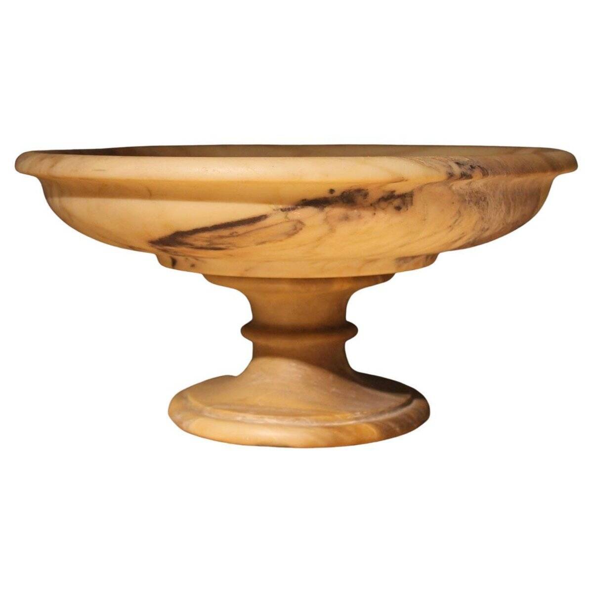 Italian 19th Century Neoclassical Marble Bowl on Pedestal or Tazza Centerpiece
