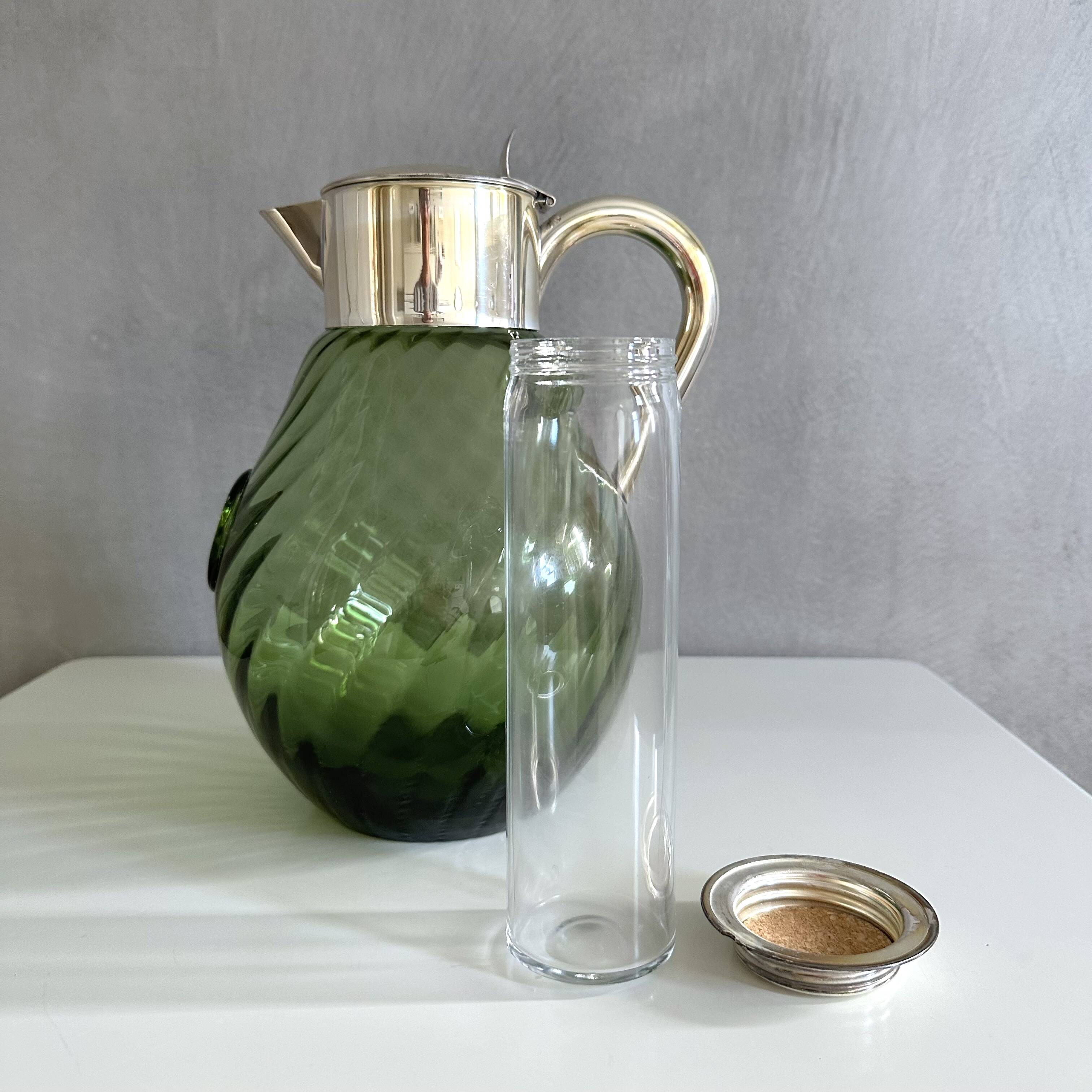 Crystal Glass Decanter, “Kalte Ente”, Vintage Silver-Plated Pitcher