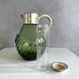 Crystal Glass Decanter, “Kalte Ente”, Vintage Silver-Plated Pitcher