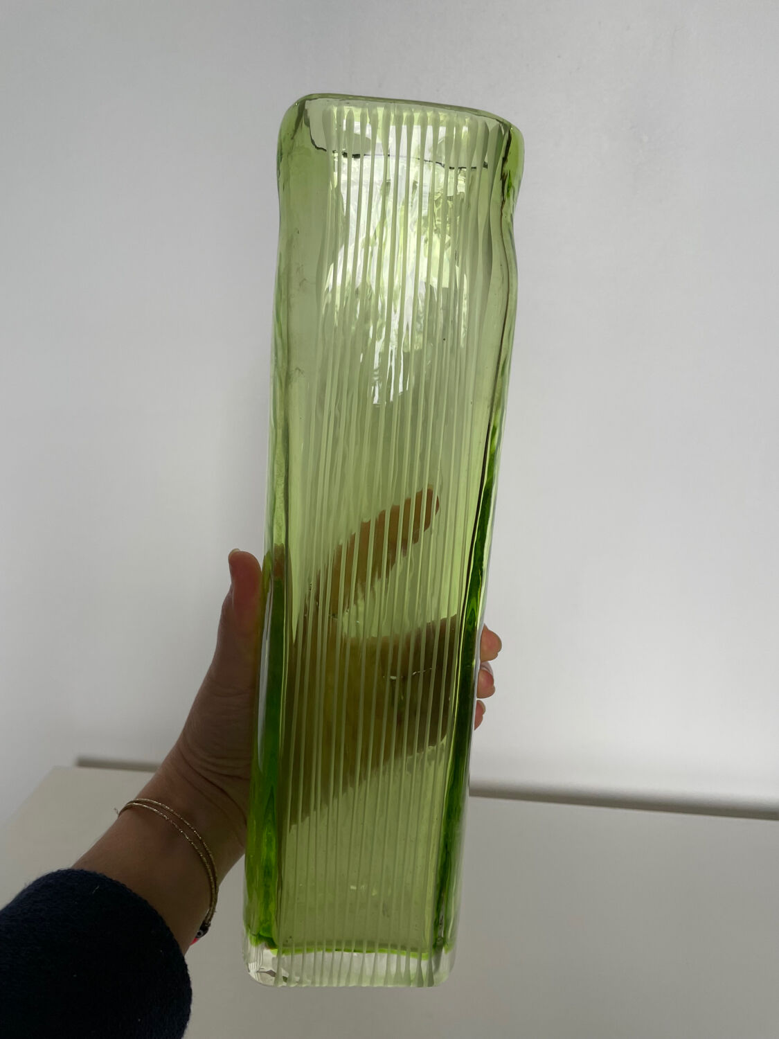 Green glass vase
