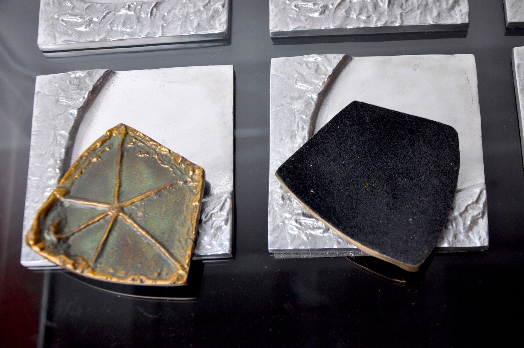 Lot of 6 brutalist coasters by Art3, 1970