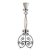 Lampadaire vintage en fer forgé et opaline