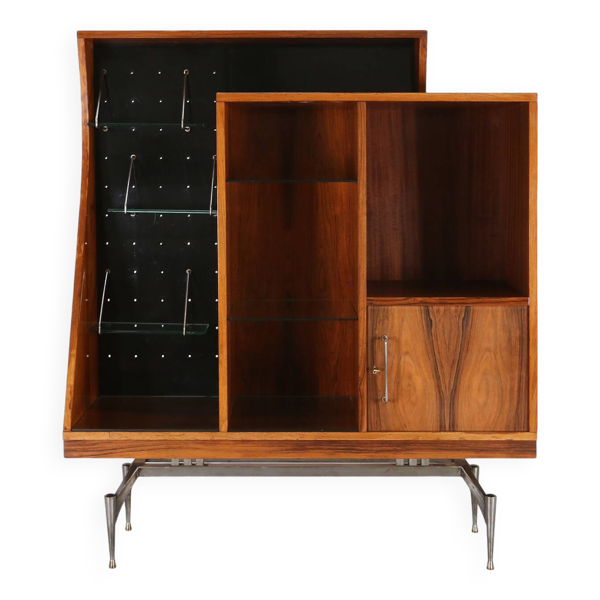 Rare cabinet italien mid-century A-géométrique en palissandre, années 1960