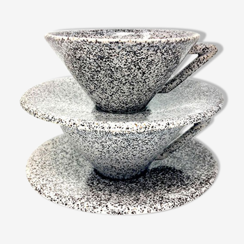 Grey speckled ceramic coffee cup