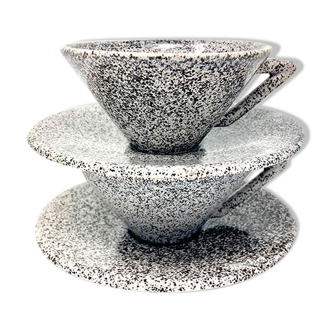 Grey speckled ceramic coffee cup