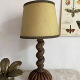 Antique lamp in twisted turned wood