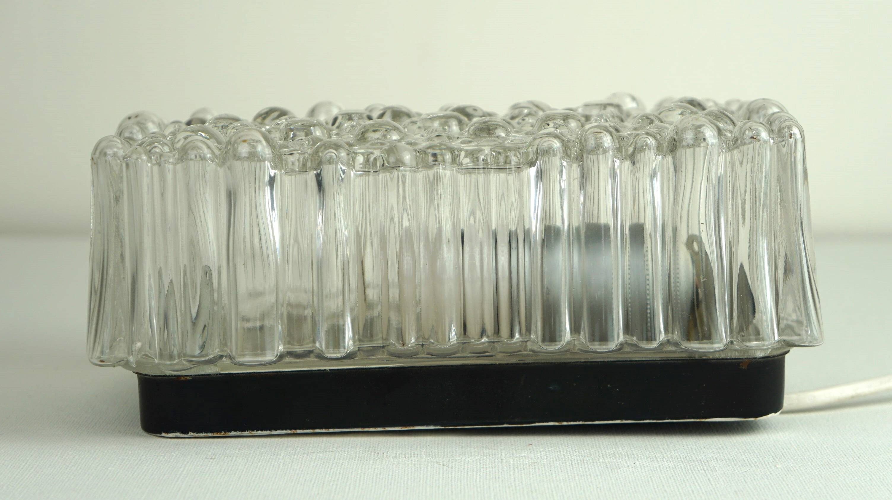 Plafonnier/applique murale design vintage des années 1970 avec verre à bulles