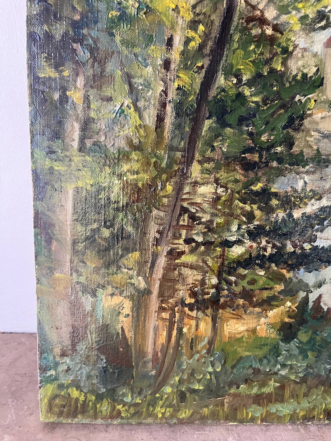 Oil on canvas "By the River", signed