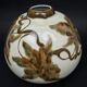 Tharaud Limoges, round vase with hand-painted foliage decoration, Art Nouveau