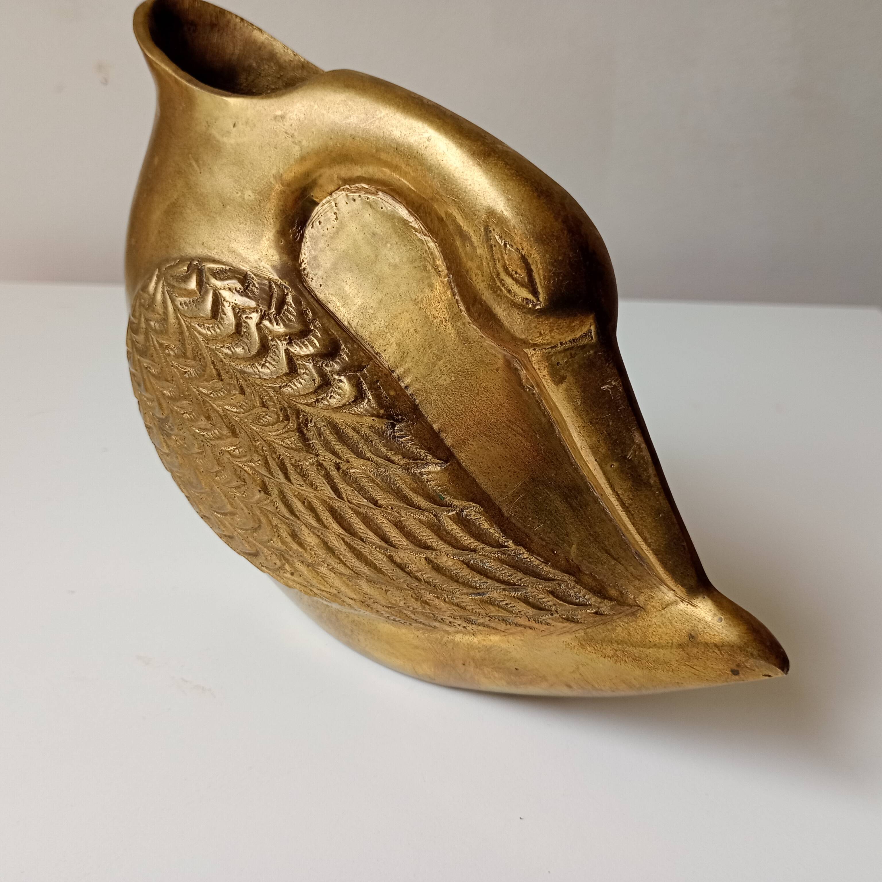 vase cygne laiton dore