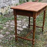 Solid wood table, one drawer, turned wood