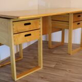 Vintage architect's desk in light wood circa 1970