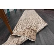 Vintage Turkish Oushak handmade wool cotton beige runner rug 63x295