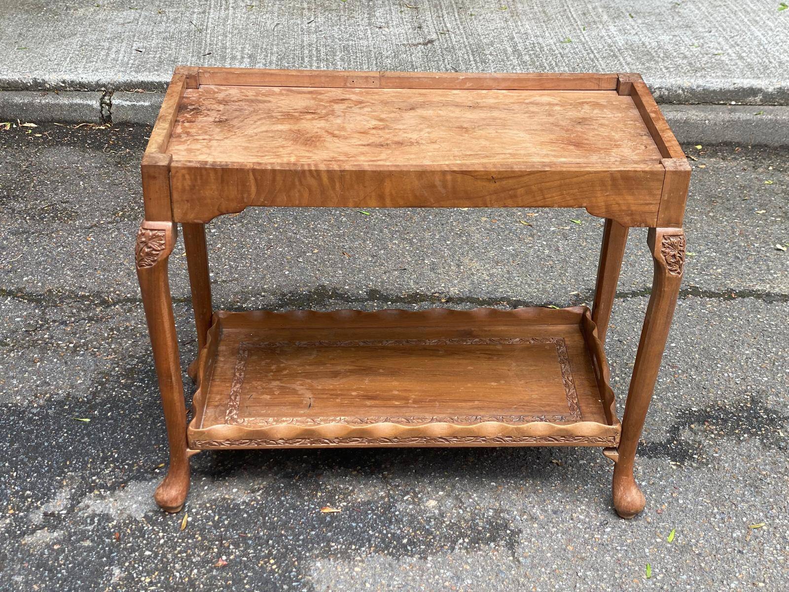 1950s solid wood console bar table.