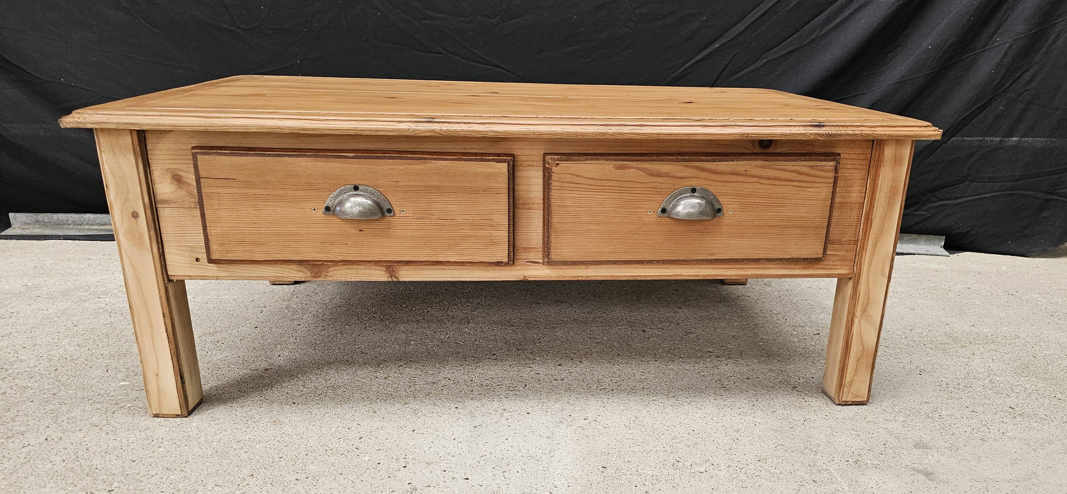 Scandinavian pine 4-drawer coffee table