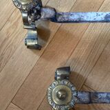 Chenets anciens en bronze et fonte