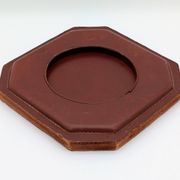 Ashtray / Catch-all Mid-Century Solid Glass Murano Style & Leather 1960