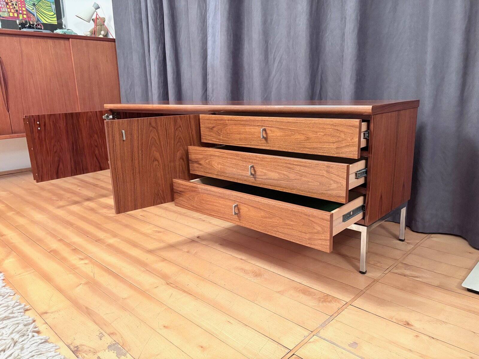 Walnut veneer sideboard, Germany, 1970s