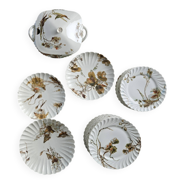 Service Haviland  assiettes, plats sur piedouche et soupière