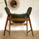 Vintage tulip armchair oak and green skai